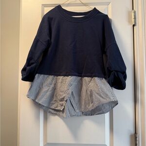 Derek Lam  Navy and White Striped Blouse